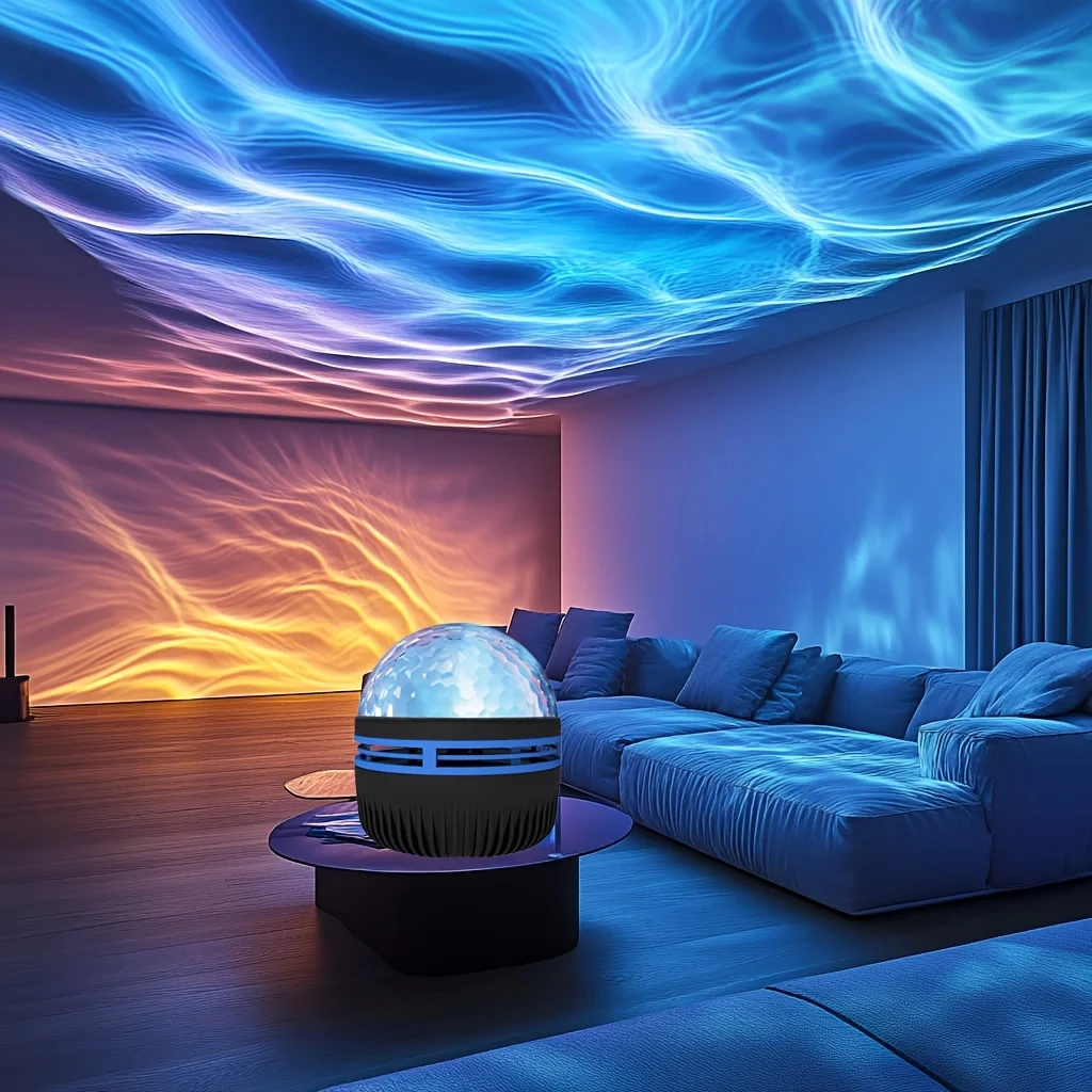 Water Ripples Night Light LED Sky Porjection Lamp USB Plug-in Use Remote Control Night Lamp Home Bedroom KTV Atmosphere Decor