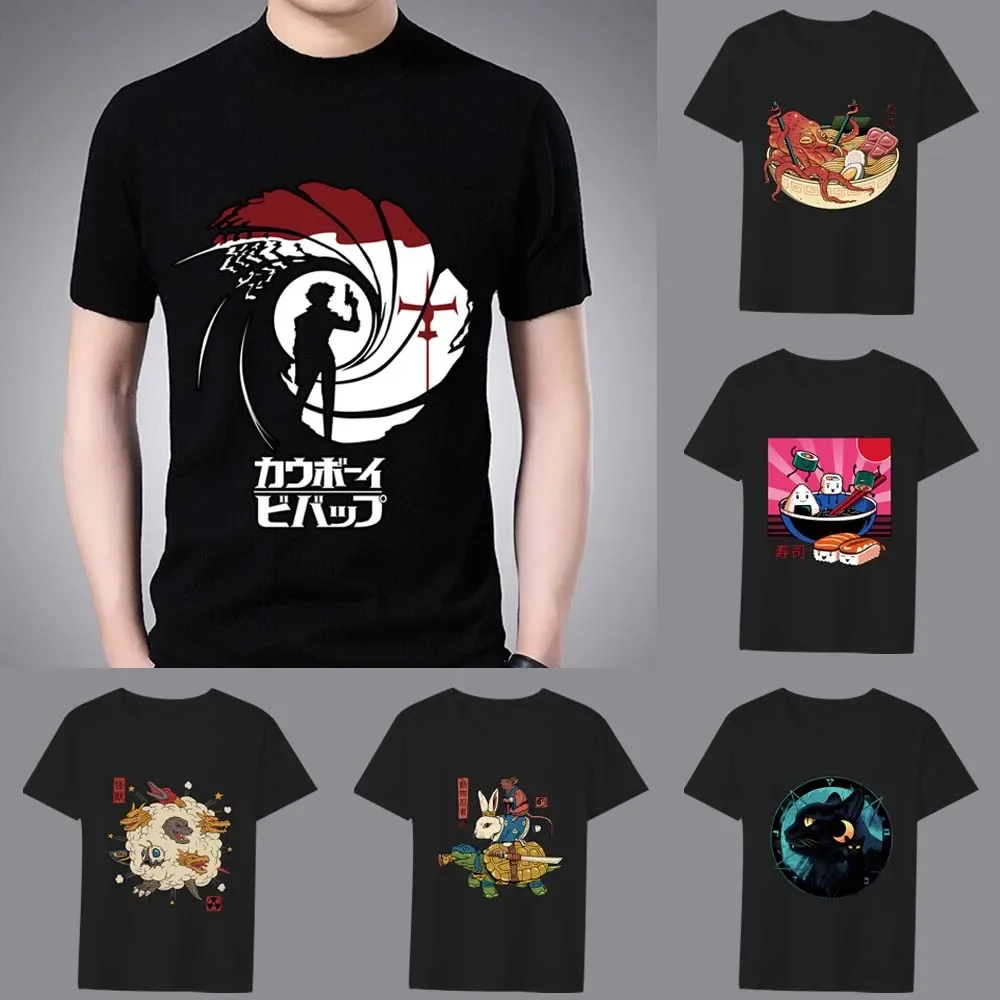 

Classic Men's T-shirt Trend Japanese Youth Printed Short Sleeve Shirt Anime Series Casual Fashion Round Neck Soft Men's T-shirt