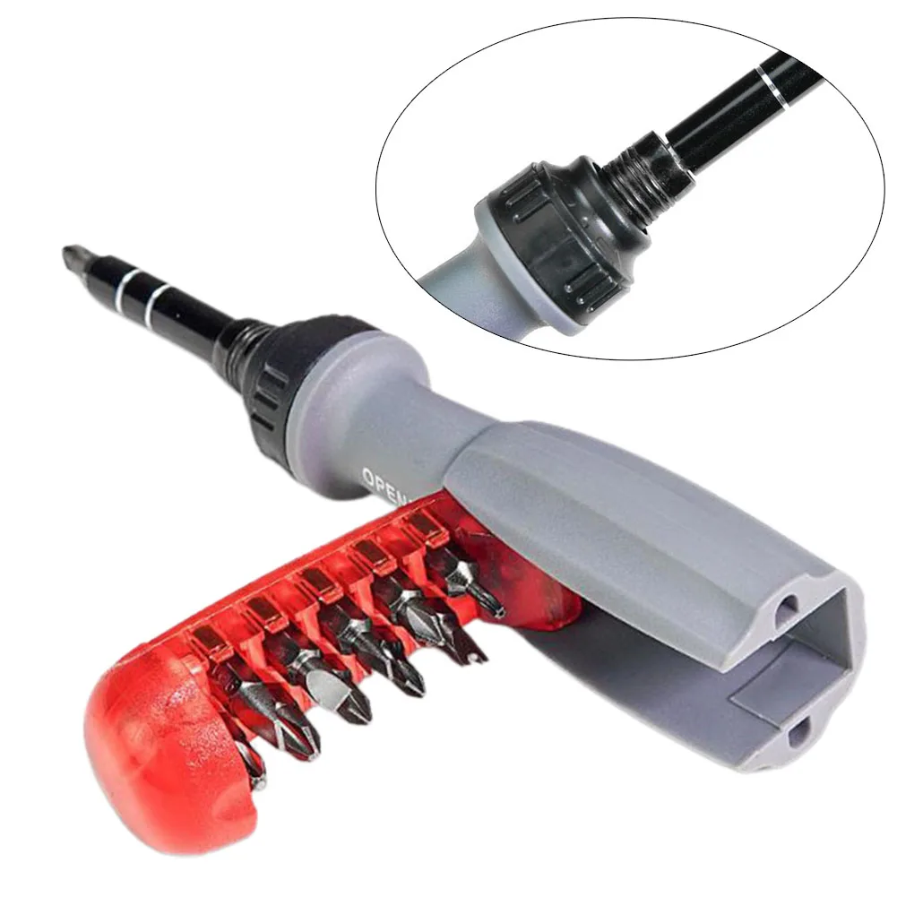 11 In 1 Ratchet Screwdriver Telescopic Tool Two-way ABS Handle Forward And Reverse Multi Bits Driver Brand New