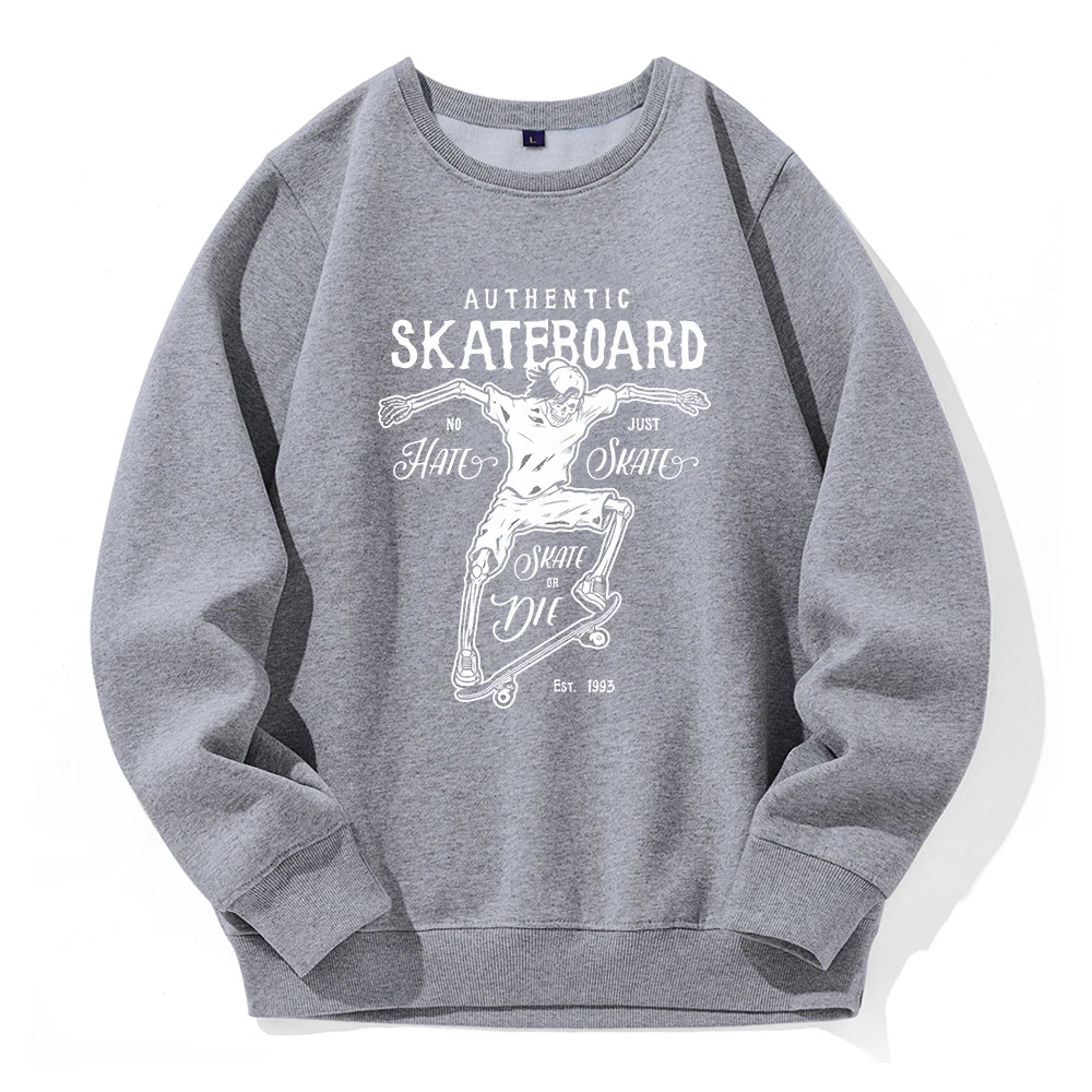 

Authentic Skateboard Skate Or Die Printing Mens Hooded Casual Fashion All Match Pulloversloose Daily Hoodie Classic Retro Hoody