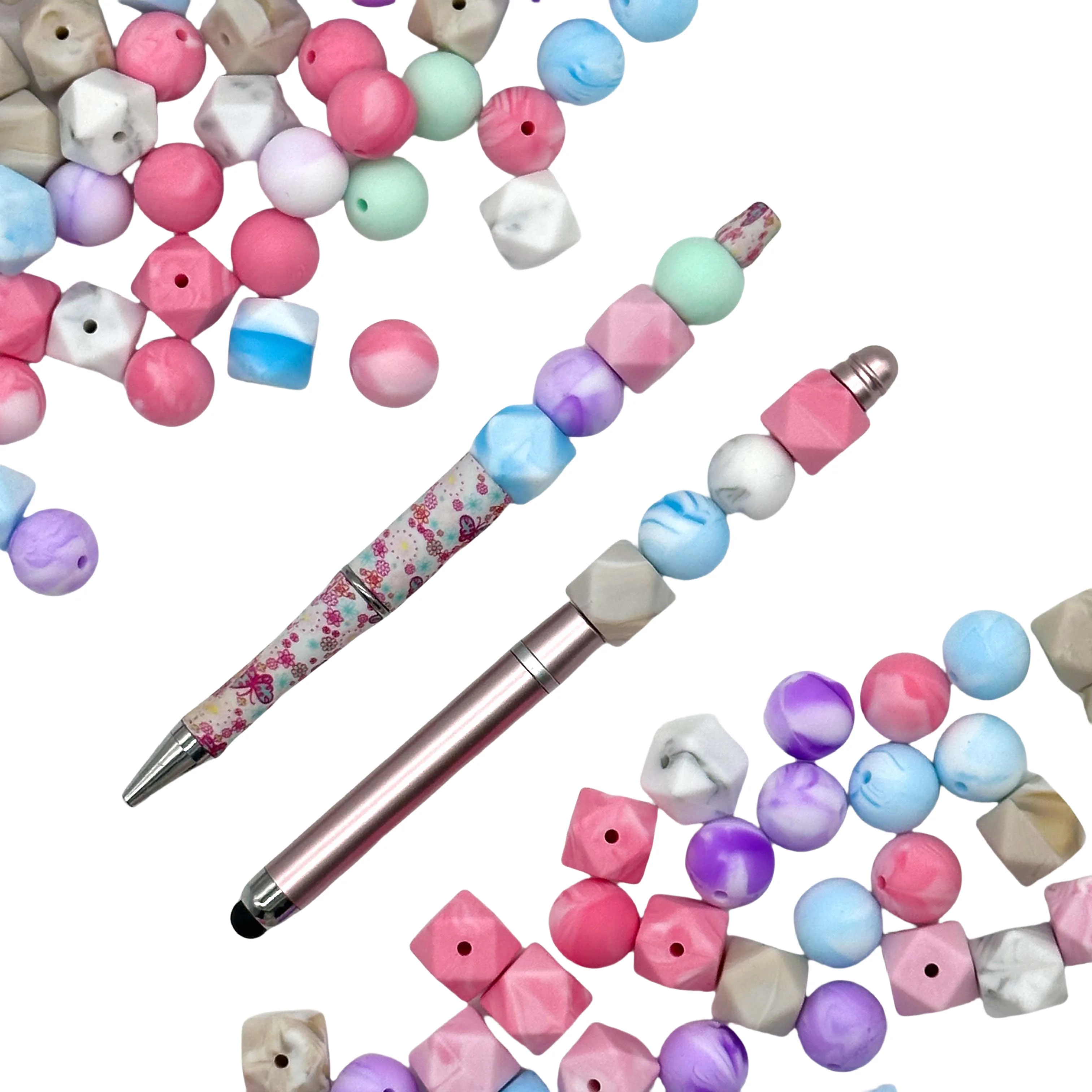 100 قطعة سلسلة لونين سيليكون الخرز مختلط البؤري الخرز سيليكون القلم الخرز DIY بها بنفسك اليدوية قلادة المفاتيح الخرز خرز للمجوهرات