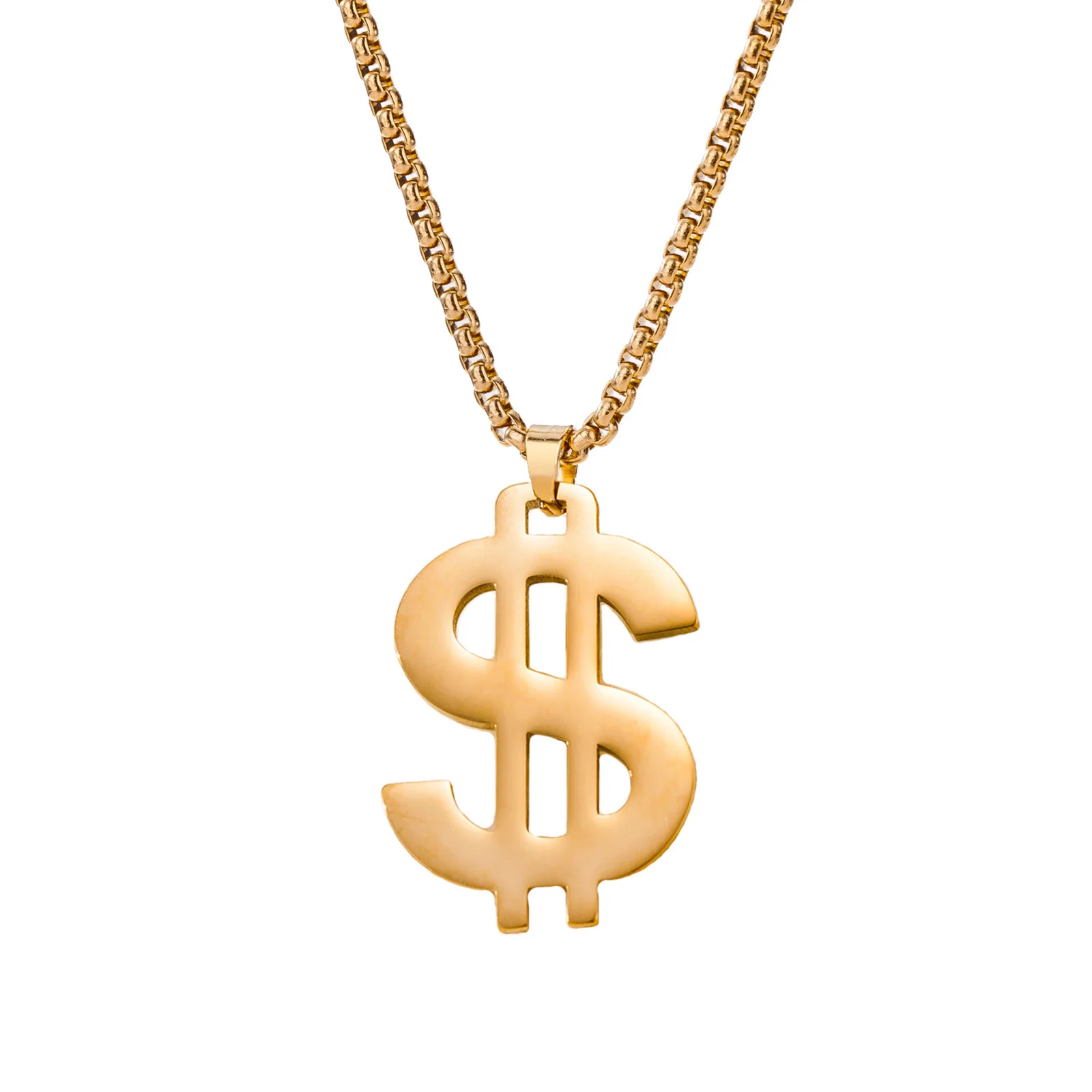 Edelstahl-Halsketten mit Dollar-Symbol-Anhänger für Damen und Herren, Schmuck, Accessoire, Geschenk – Detail 1