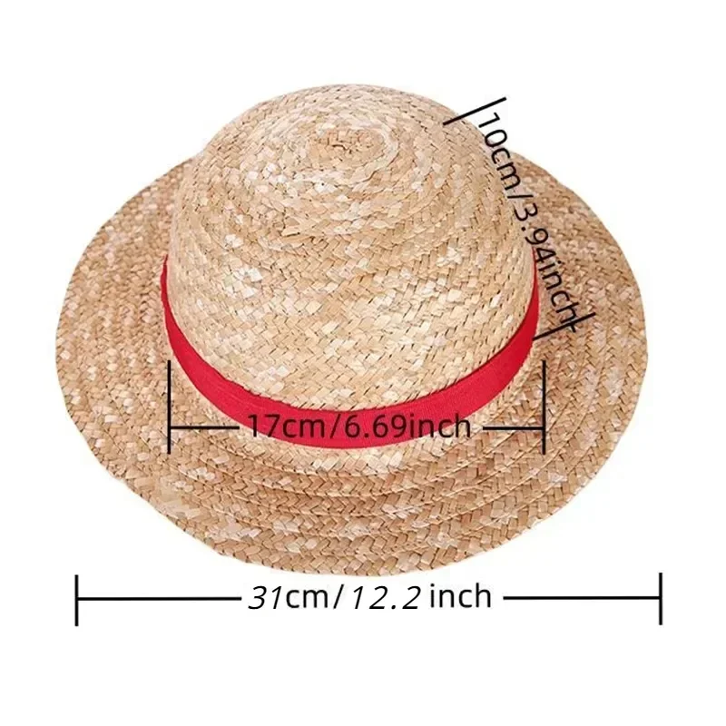 Luffy Straw Hat One Piece Cartoon Cosplay Caps Accessories Sunshade Parent-Child Hat Luffy Hat for Women Men view 2