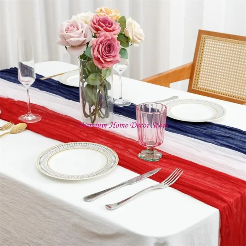 Practical Long Tricolor National Theme Dining Cloth Durable Polyester Materials Convenient for Family Gatherings JOMD