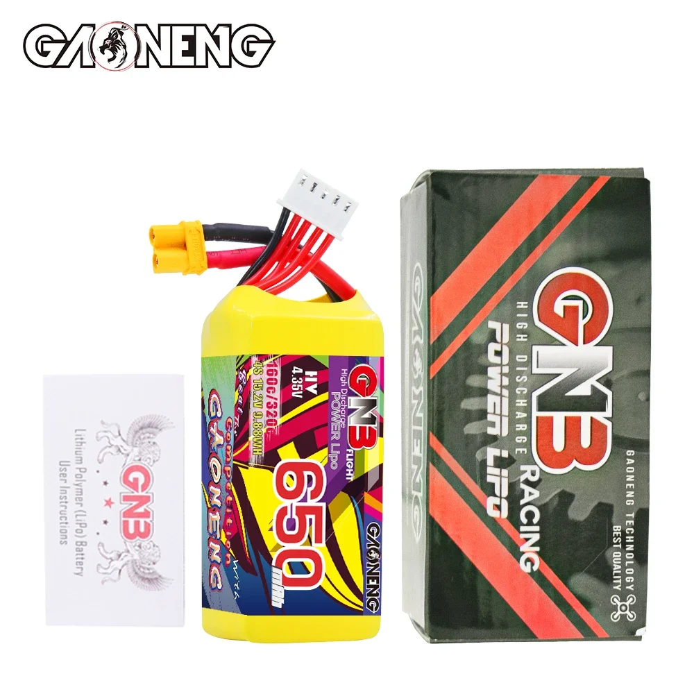 GAONENG 4S 650mAh 15.2V HV 160C LiPo Battery XT30 For 2.5 Inch FPV Drone Cinelog25 Cinelog30 CineBee CineWhoop RC Quadcopter