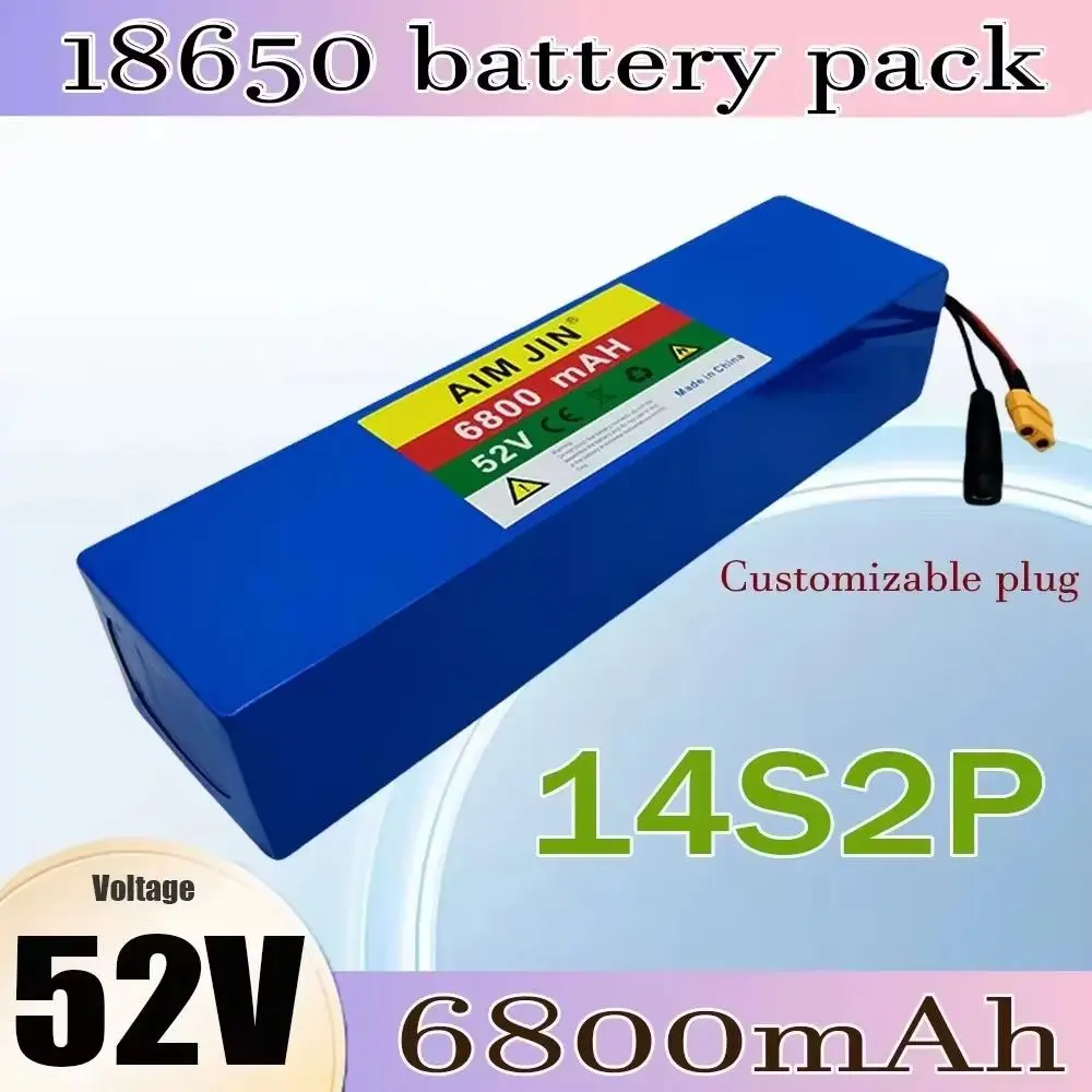 

52V 5200mAh 18650 Rechargeable Li-ion Battery Pack, 14S2P, Large Capacity for Bicycles, Scooters, Motorcycles with Built-in BMS