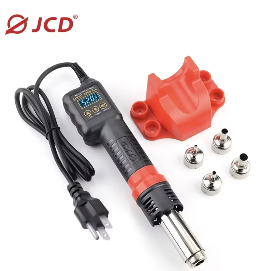 JCD Micro pistola de aire caliente C/F Temp ajustada 8208 750W Estación de soldadura de retrabajo pistola de calor Digital LCD herramientas de soldadura BGA IC