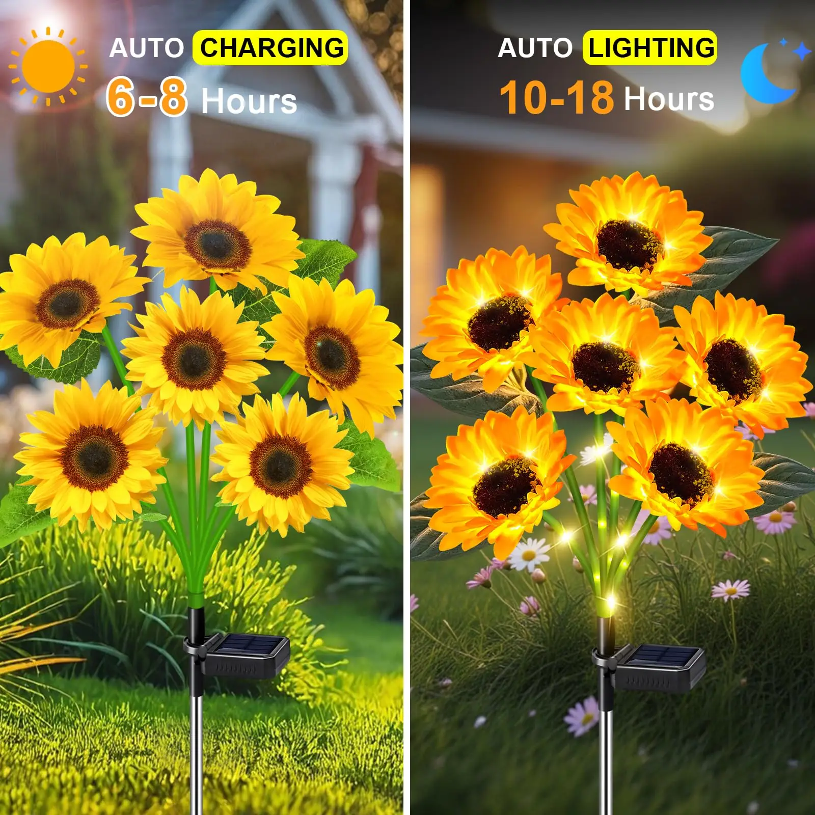 Solar Lights Outdoor Decor - Upgraded,Solar Sunflower Lights,Waterproof Solar Outdoor Lights Auto ON/Off Solar Decorative Lights