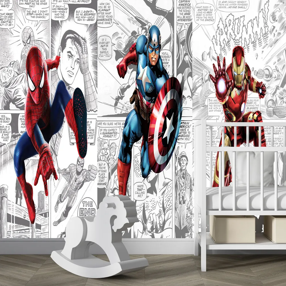 Disney Marvel Comics Super hero Wall Decor Poster Removable Door stickers Wall Decals Wall Sticker Modern Design HD Kids Room