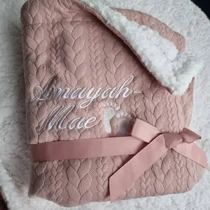 Personalised Baby Blanket Embroidered with Name and Details Swaddle Blanket Baby Blankets Mother Kids