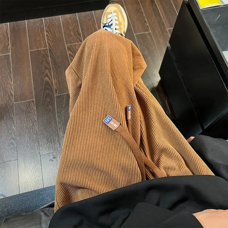 

Corduroy straight leg pants for men's spring and autumn students, Korean version casual sports pants, loose ankle sweatpants