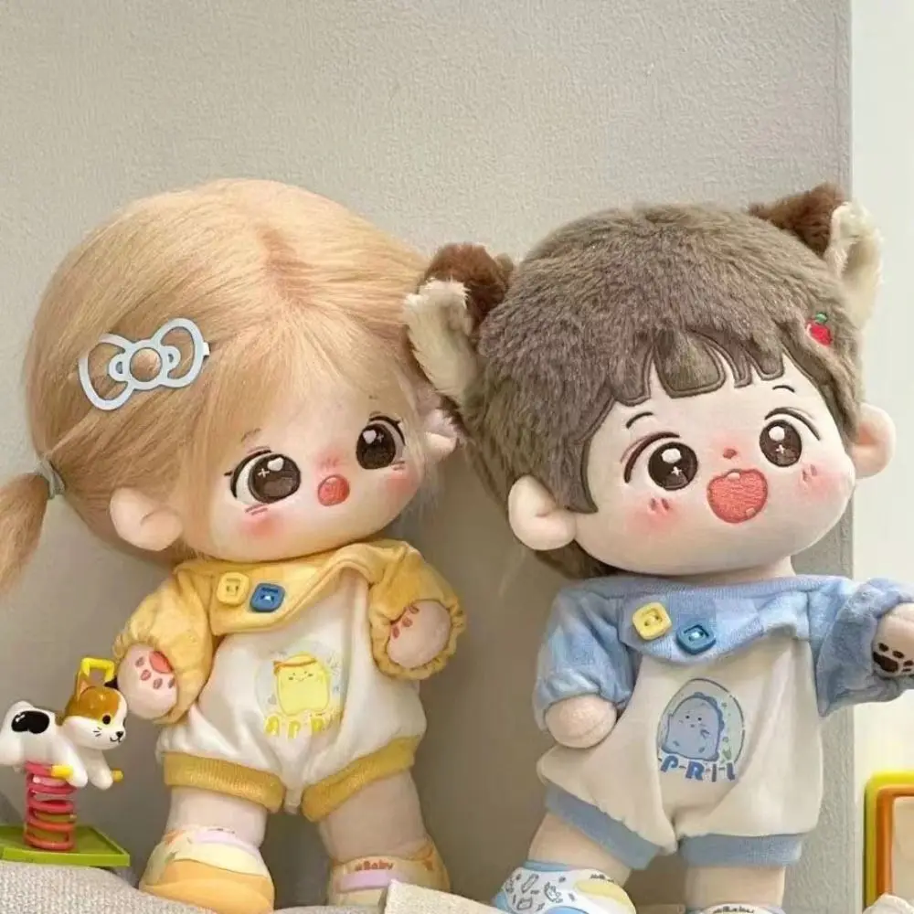 

Cartoon T-shirt 20cm Cotton Doll Clothes Outfit Peaked Cap Cotton Doll's Clothes White Mini Plush Doll Clothes Children's Gift