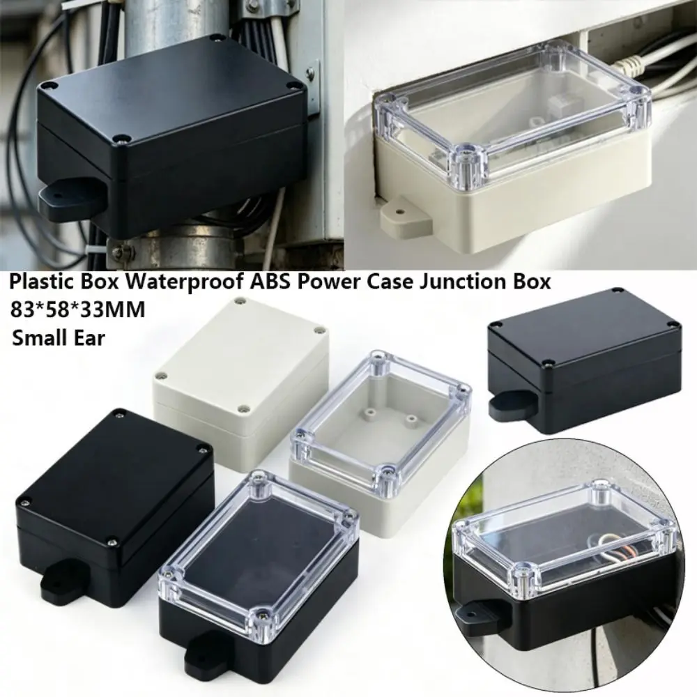 High Quality Small Ear Plastic Box Power Case Waterproof ABS Black/White Junction Box Outdoor Electrical Project Boxes
