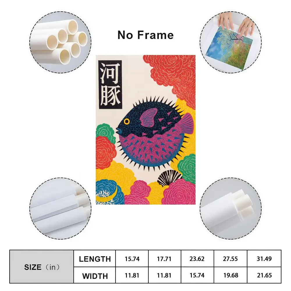 Japanese Puffer Fish Poster Cover For Room Canvas Painting Print Art Home Wall Decor Picture Gift