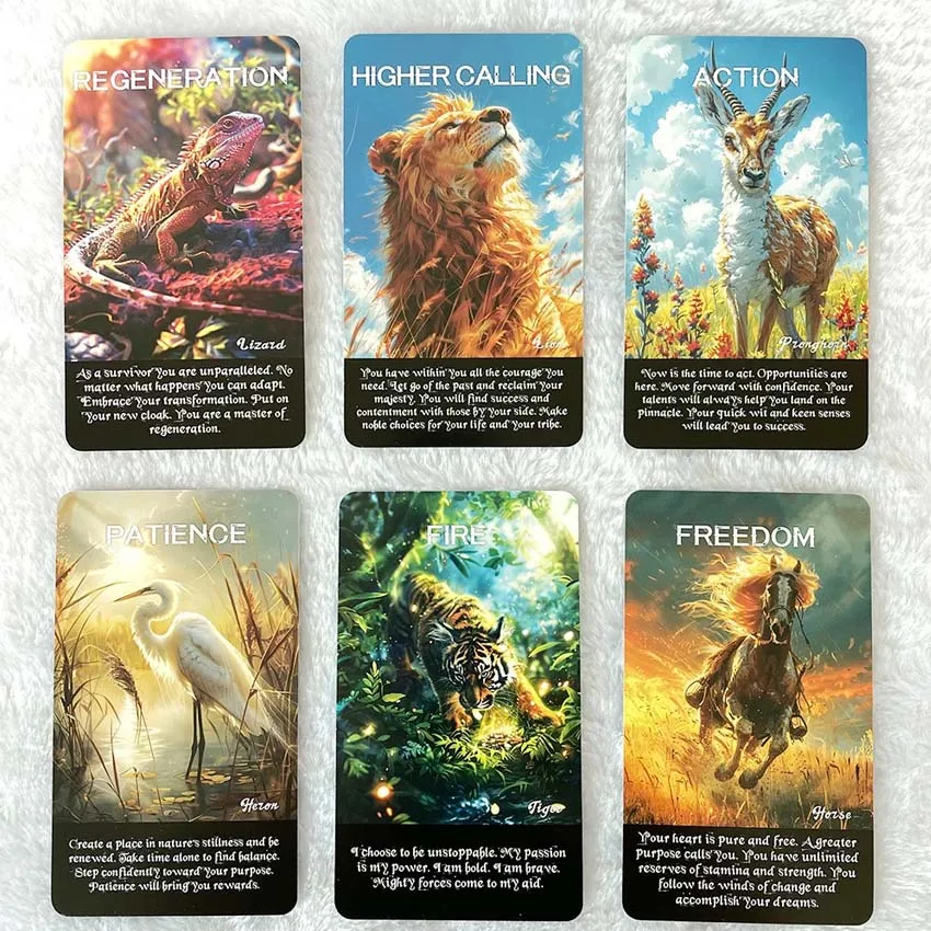 Spirit Animals Oracle Cards, Tarot Cards, Animals Message 12x7cm, 52-Cards