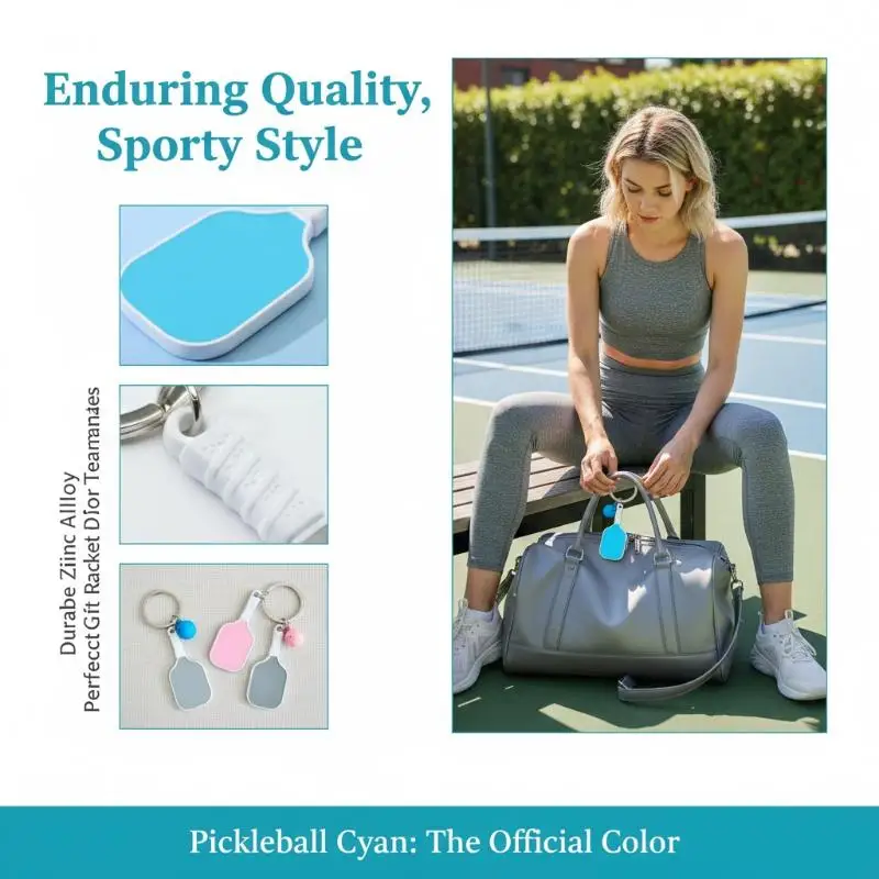 1Pcs Sporty Women's Key Holder Bag Pendant 3D Metal Pickleball Racket Keychain Couple's Best Friend Small Gift