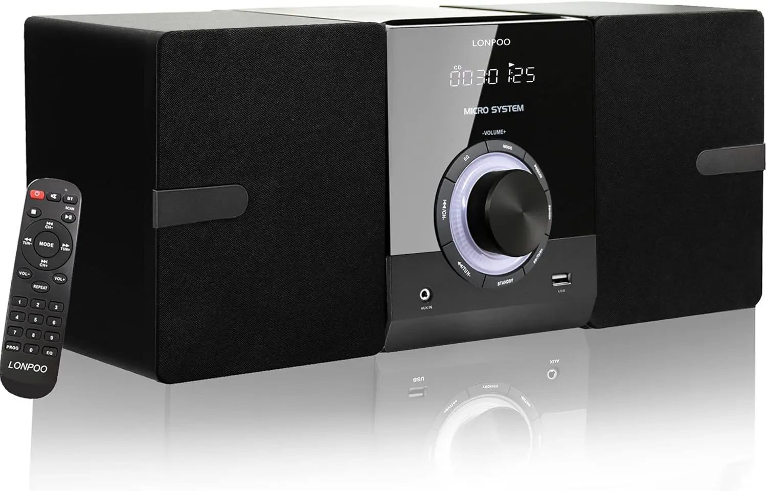 

Компактная стереосистема с CD-плеером, Bluetooth, FM-радио, входами Aux/USB, пультом дистанционного управления для домашнего использования
