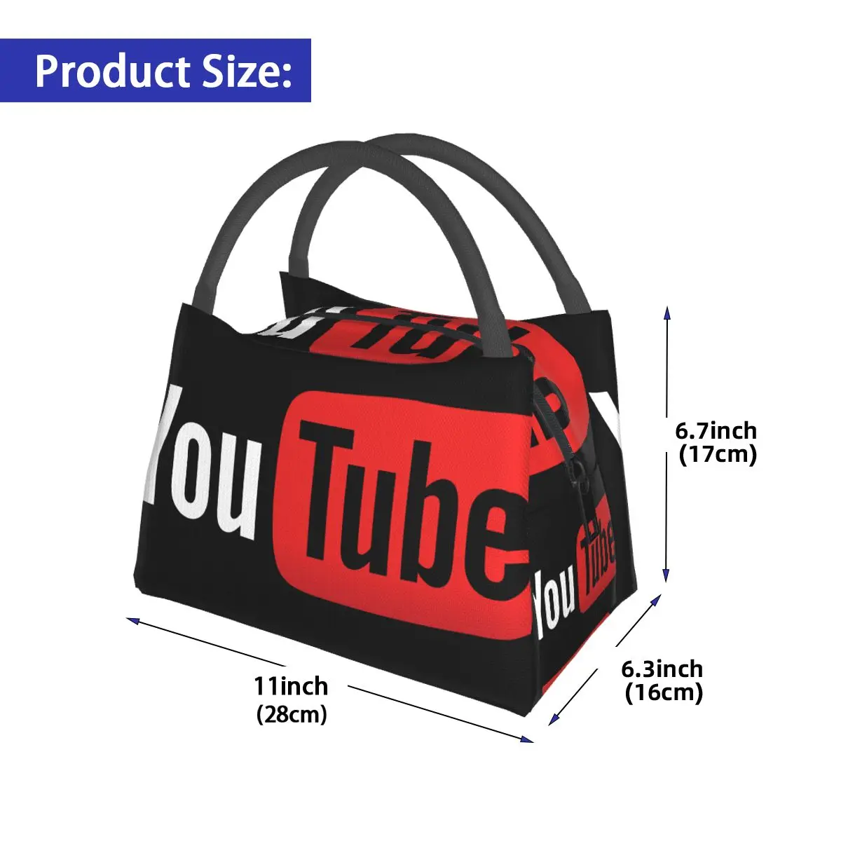 YouTube Logo Portable insulation bag for Cooler Food Office Pinic Container