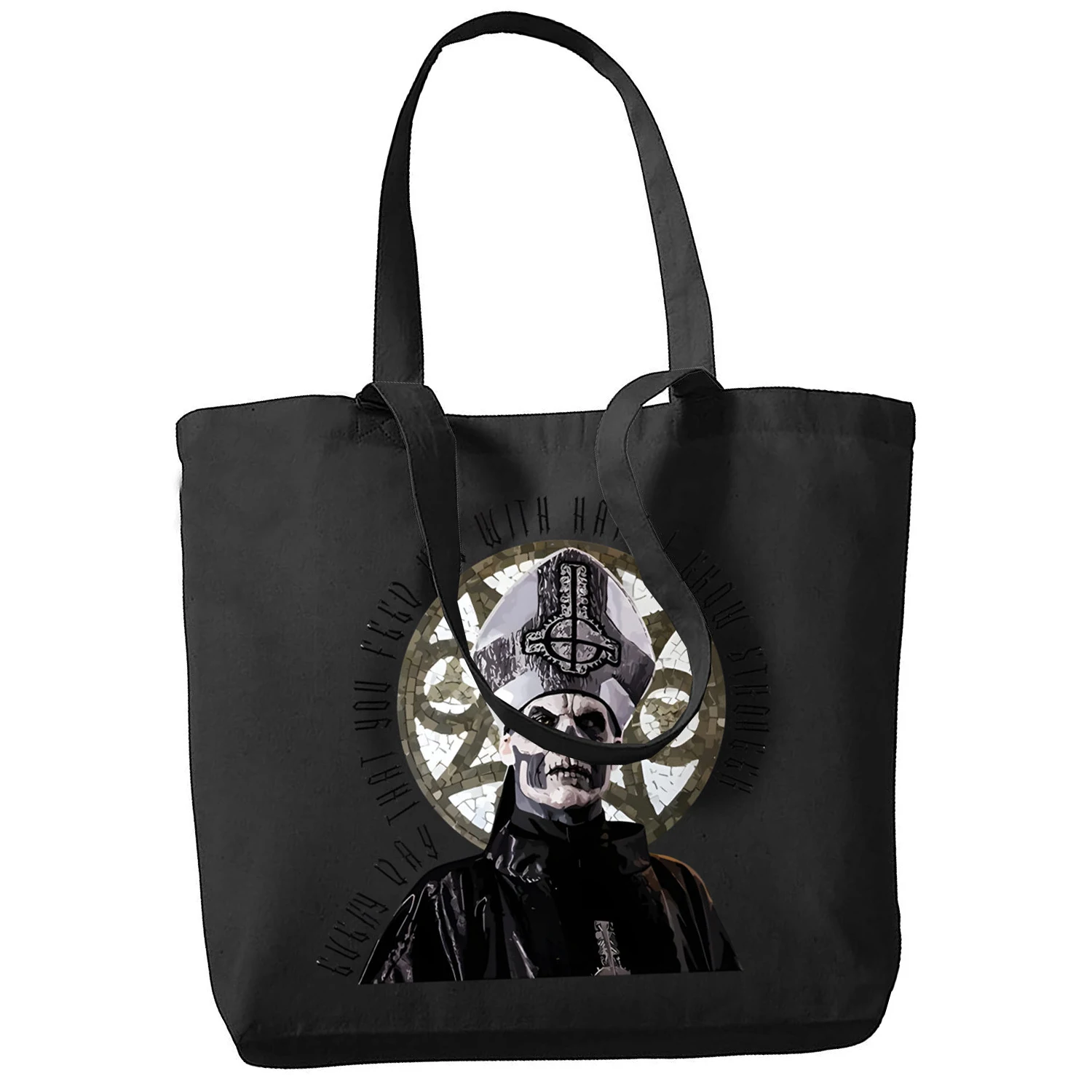 Women Ghost Band Heavy Metal Music Band Prevalent Handbags Canvas Tote Shopping Bags Reusable Shopping Bag Eco Foldable