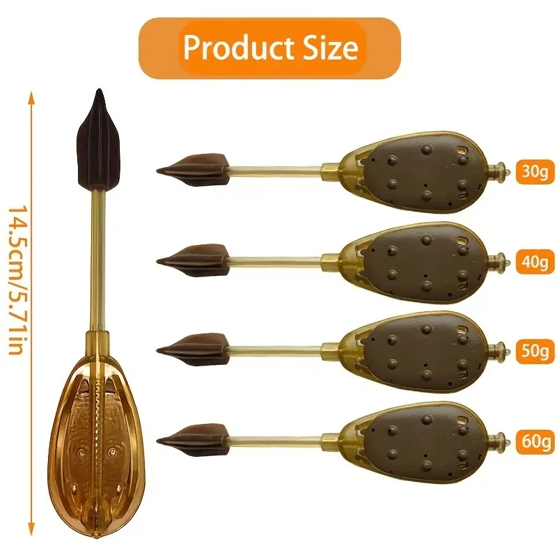 YOTO Karpfenangel-Method-Feeder, 30G-60G Langstieliger Weitwurf-Köderkorb, Zinklegierung Schneller Bleiwechsel mit Köderform