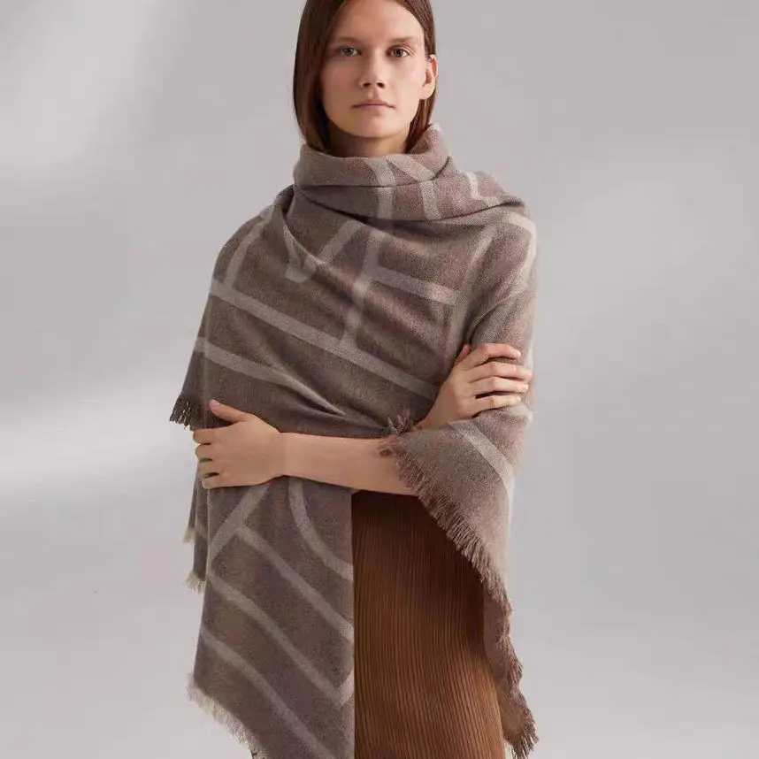 

Luxury Designer Brand Warm Scarf for Women Geometric Square Thicken Large Pashmina Blanket Shawl Wrap Female Winter Шарф Женский