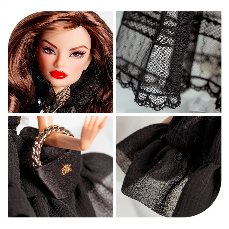 Nuovo Design 1/6 Super Vestiti per bambole Vestito per 30CM Doll Fashion Dress Up Nero Serie romantica Accessori Set Abito da principessa Giocattoli