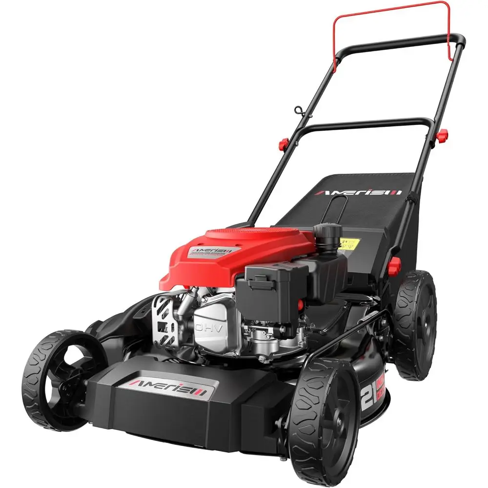 

21-Inch 3IN1 Gas Push Lawn Mower, 144cc 4-Cycle OHV Engine, Mulch/Bag/Side Discharge, 6-Position Height Adjusent, Steel Deck Wal