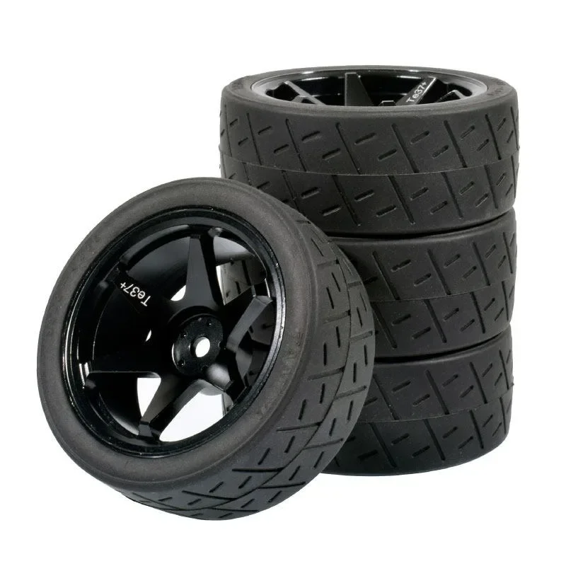 1/10 RC Racing Tires & Metal Wheels 12mm Hex for 1:10 Scale RC On Road Car Tamiya TT01 TT02 XV01 XV02 PTG-2 HSP HPI Kyosho Parts