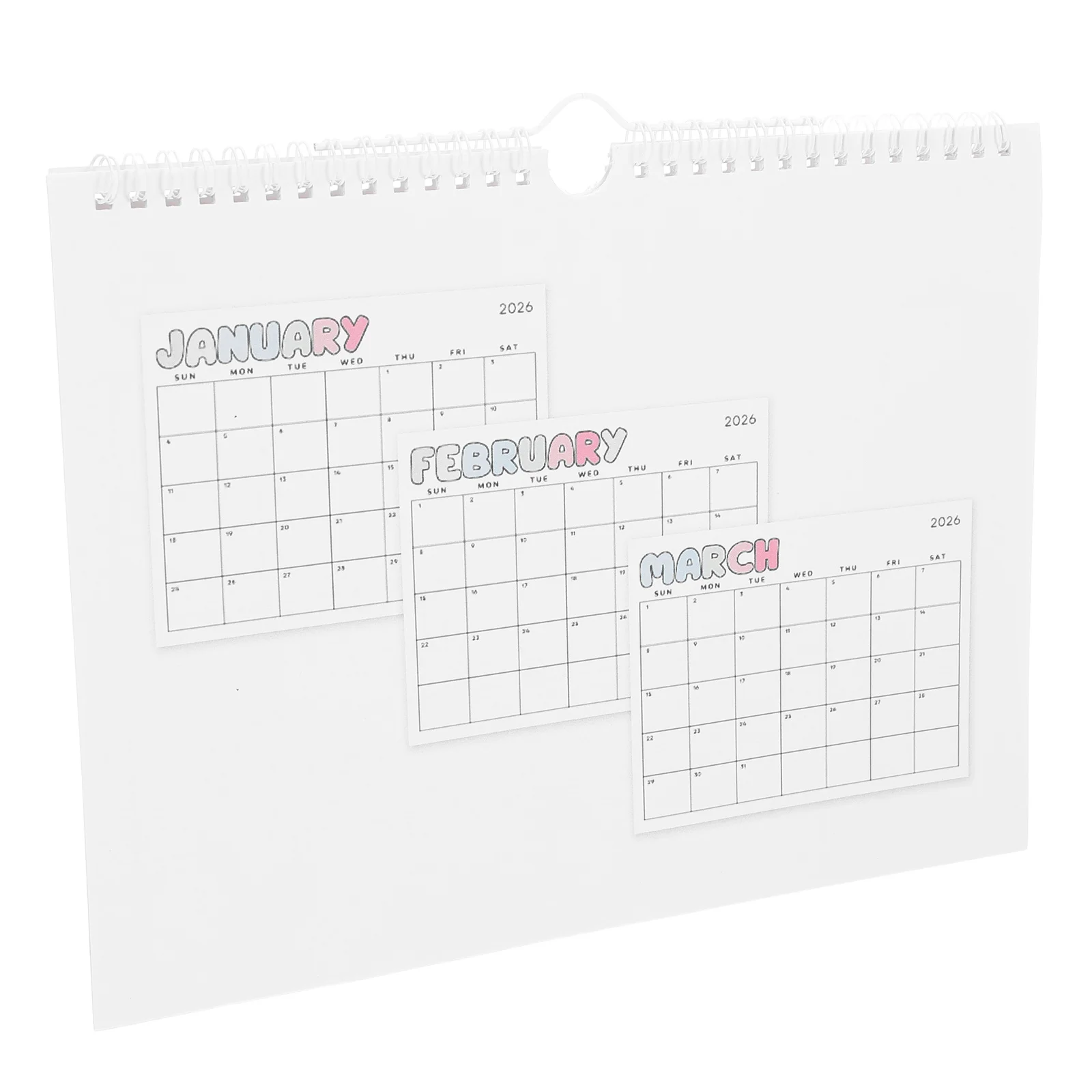 

Wall Calendar 2026 Spiral Binding Hanging Creative Paper for Letter Planner Annual Monthly Office