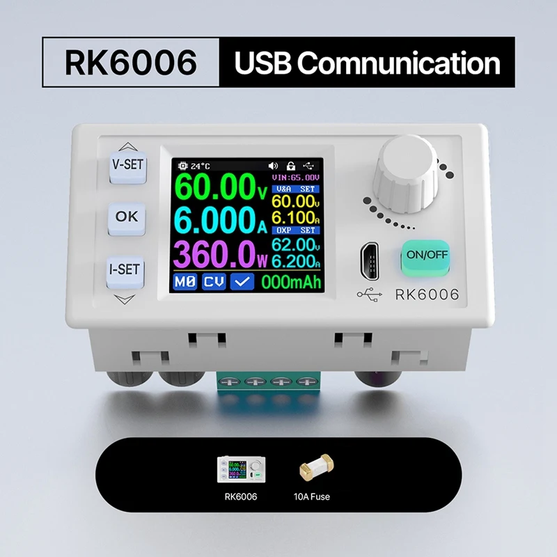 Spare Parts RK6006 Digital Control Power Supply Buck Converter 60V 6A 4 Digit COMM Adjustable DC To DC Step Down Voltage Bench