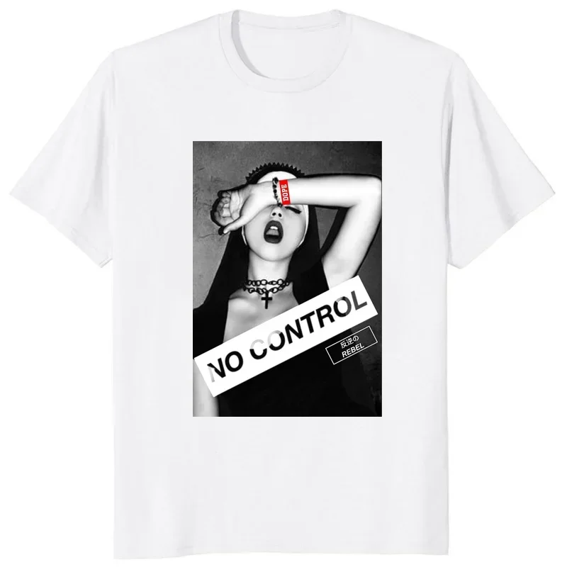 Hentai Men's T-shirt Top Beauty Nun Nonne Religious Use Nail  Church Anton Lavie  Mystery Gothic T-shirt harajuku