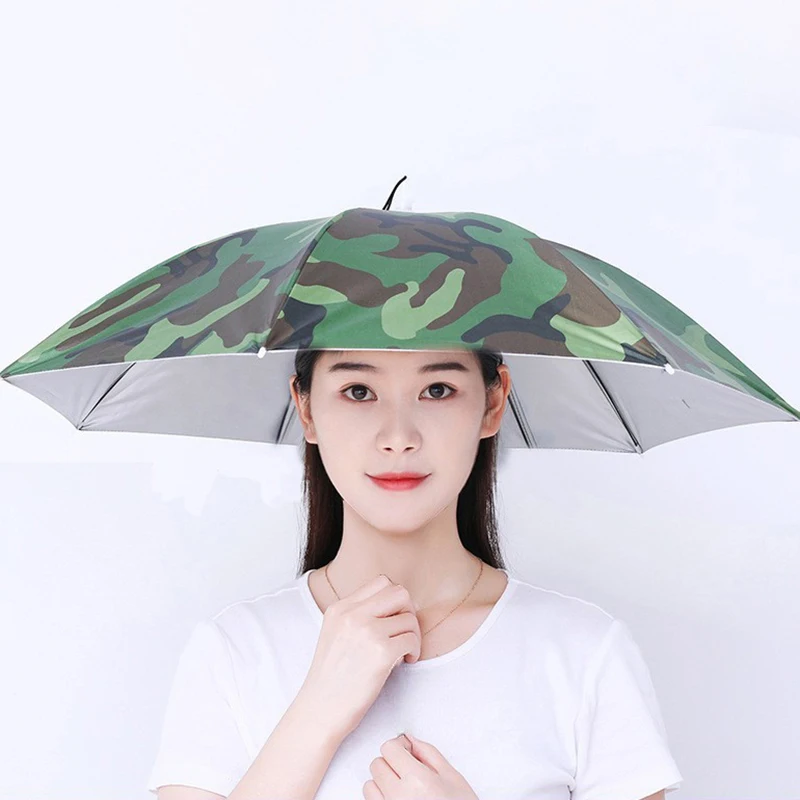 Portable Rain Hat Outdoor Folding Umbrella Fishing Sun Shade Anti-UV Camping Fishing Headwear Cap Beach Head Hats Accessory