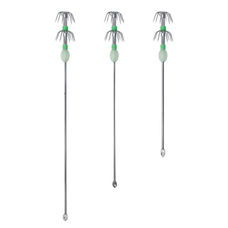 ZYZ Squid Hook 10pcs/Box Sea Fishing Luminous Fish Double Layer 3 Sizes Umbrella Octopuses Hooks Cuttlefish Night Fishhooks