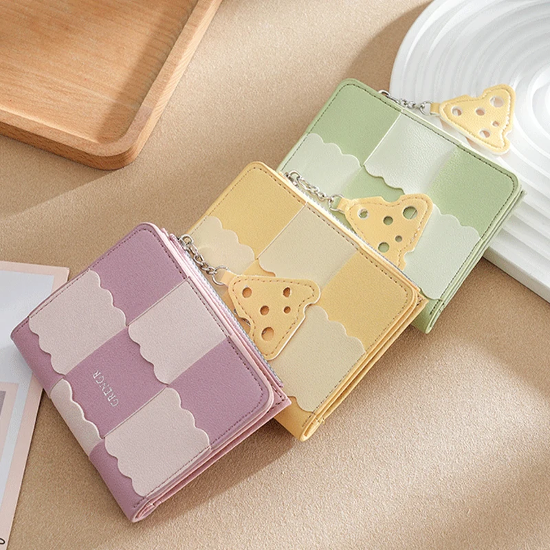 Creatieve Multifunctionele Geweven Pu Lederen Kaarthouder Vrouwen Rits Korte Portemonnee