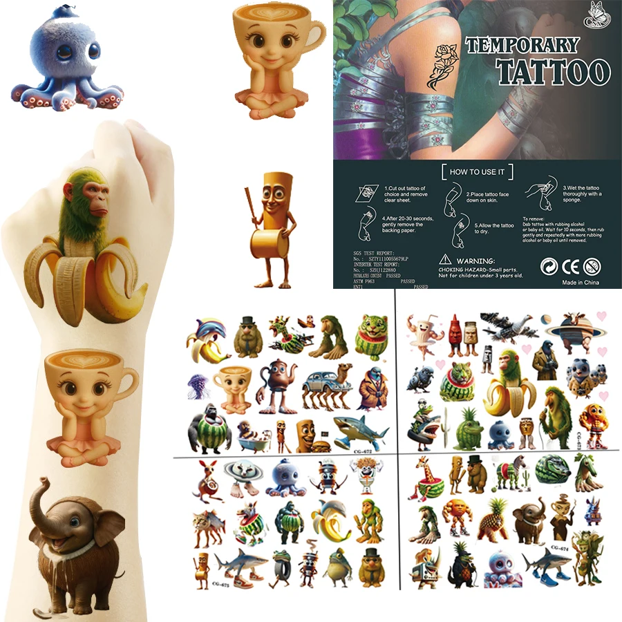 

1/4/6 шт. мультфильм Tung Tung Sahur Tralalo тематические татуировки наклейки для детского дня рождения сувениры украшения забавные игрушки для вечеринок