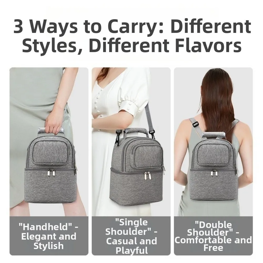 حقيبة ظهر للأمهات ذات سعة كبيرة، مادة عازلة، طبقة مزدوجة، حقيبة ظهر لأغذية الأطفال، حقيبة يد بنمط الحفاظ على حقيبة الأم #3