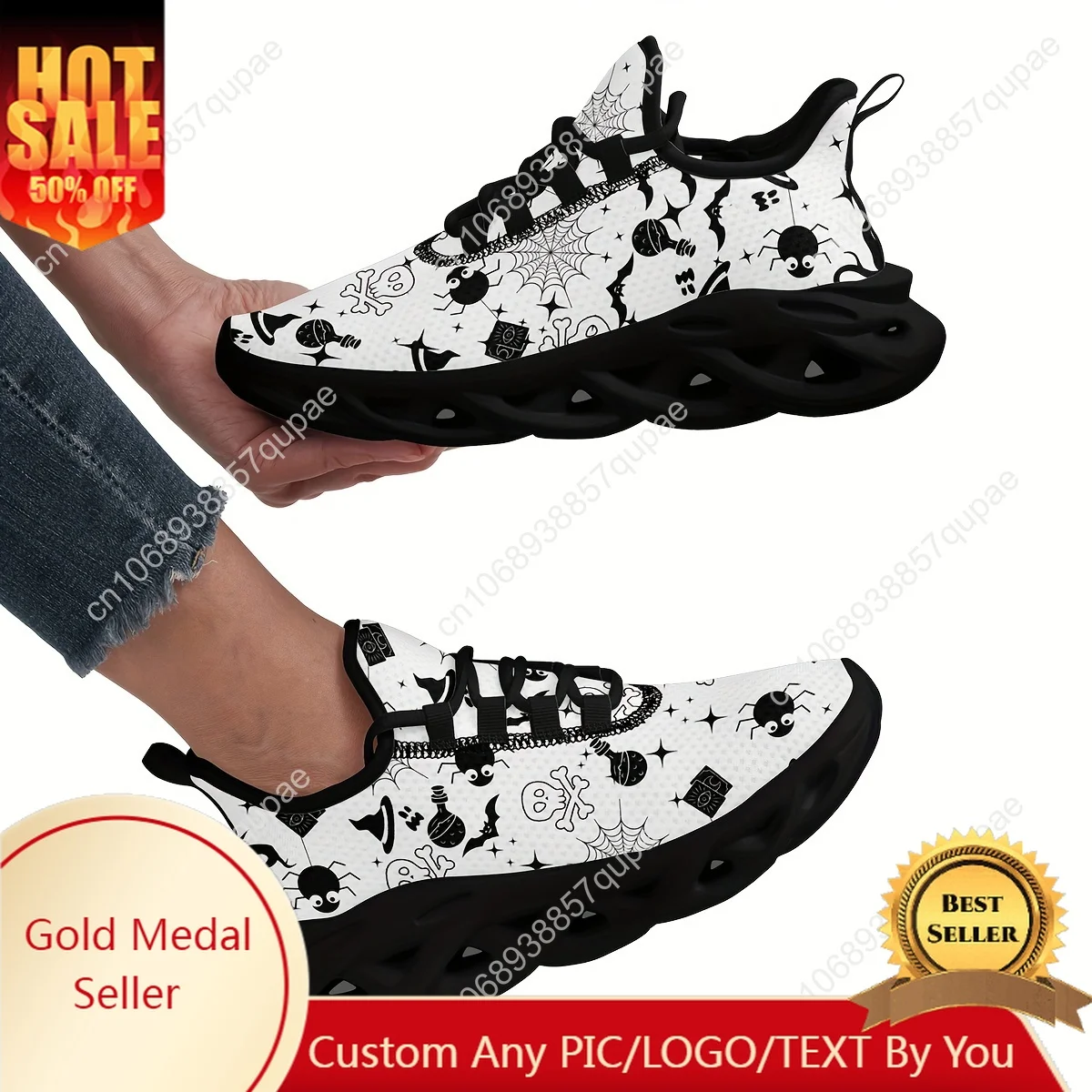 

Halloween Themed Bat Skull Spider Flats Sneakers Mens Womens Sports Running Shoes High Quality DIY Sneaker customization Shoe