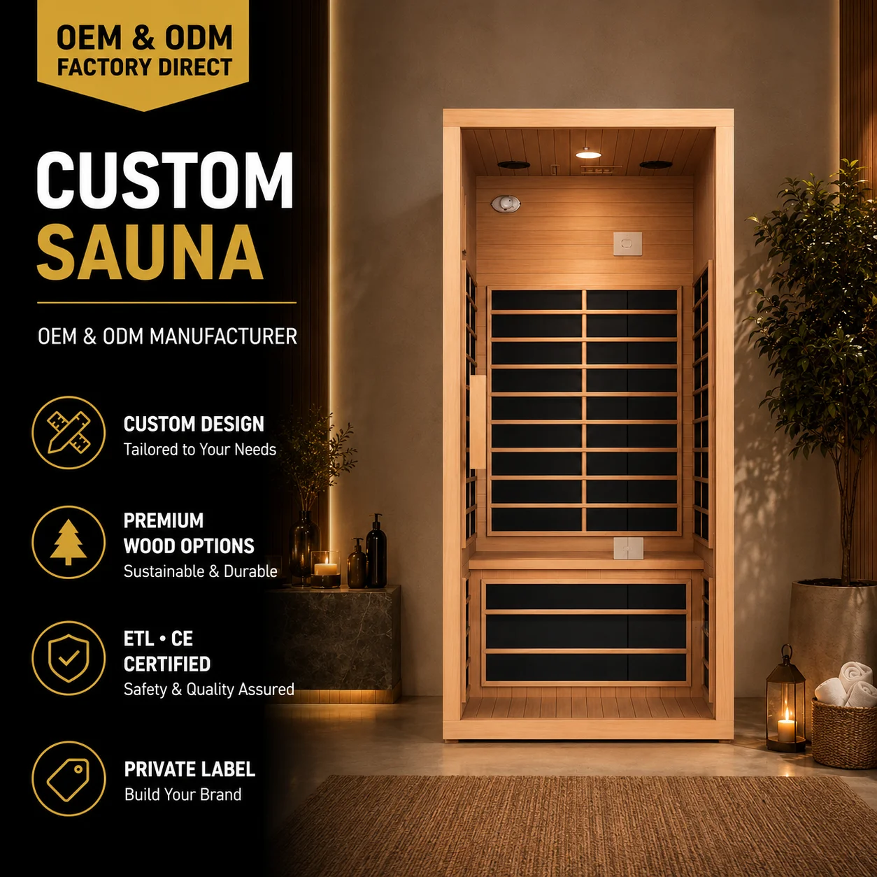 HG 1 Person Indoor Infrared Sauna Room With Back And Leg Heating, Full Glass Door And Modular Assembly