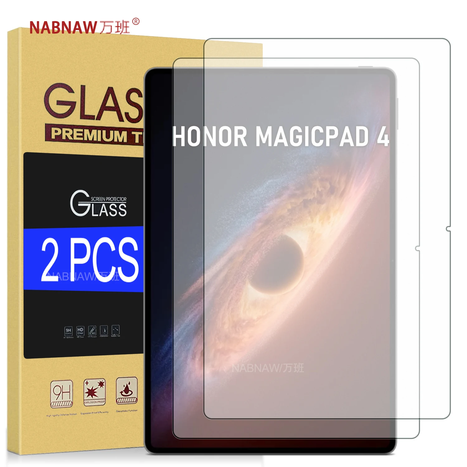 On Honor MagicPad4 Tempered Glass Film Screen Protector For Honor MagicPad 4 12.3 Clear 9H Damage-Proof Easy Install 2-Pack