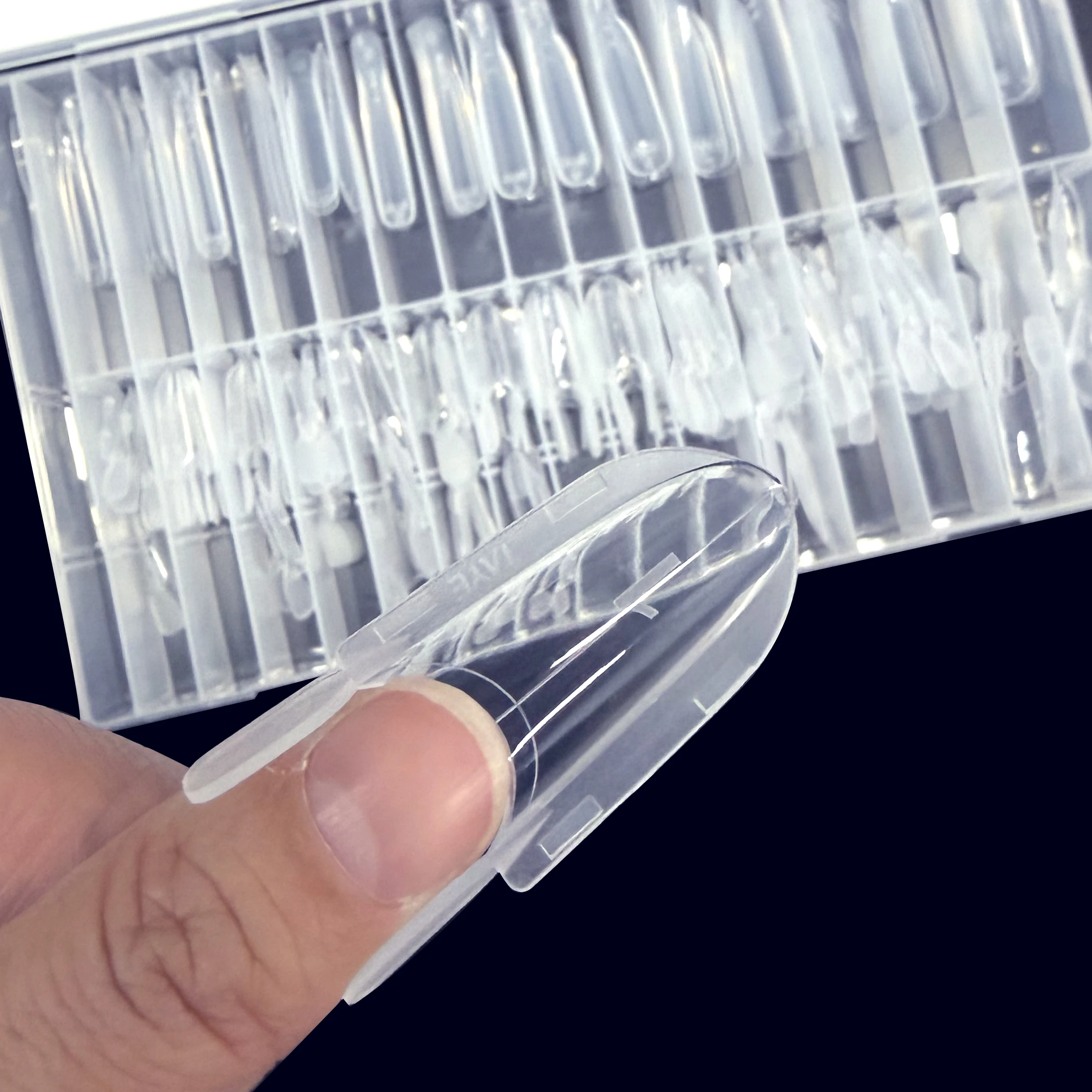 120pcs Clear Rocket Shape Sandwich Dual Nail Forms Reusable Full Cover Dual Nail Molds Top & Bottom 2026 New Style