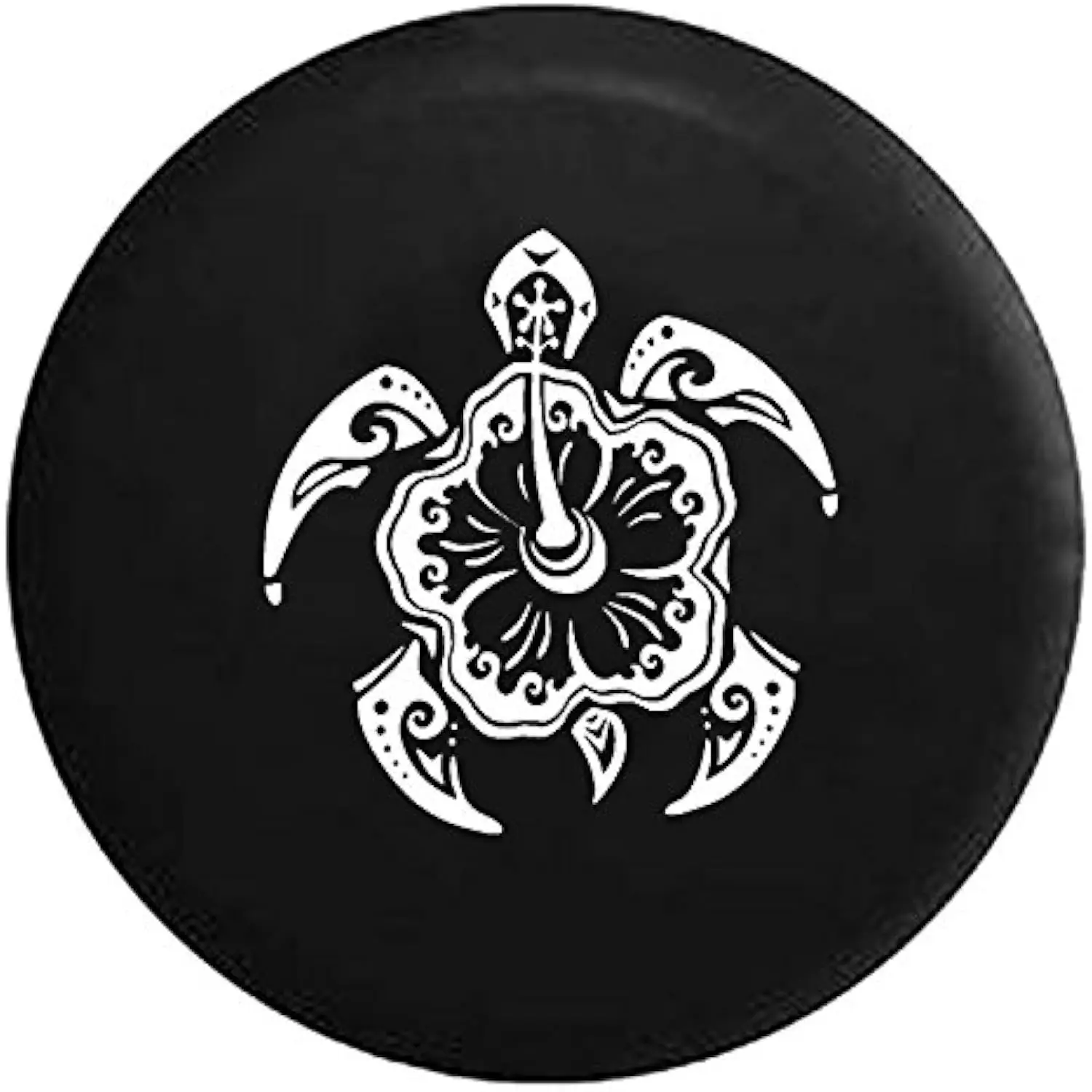 

Чехол для запасного колеса Tribal Hibiscus Turtle, прочный виниловый защитный чехол для внедорожников, кемперов, автофургонов