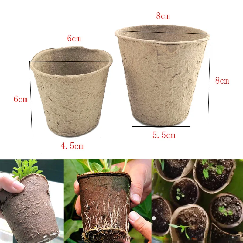 10/20/50Pcs 6/8cm plant grow pot Paper Nursery Cup Starters garden flower pots Herb vegs Kit Biodegradable Home gardening tools