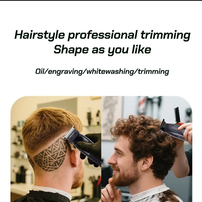 HT6135 Parrucchiere professionale Home 0 Gap Tagliacapelli elettrico calvo DLC Tagliacapelli con incisione con lama in acciaio inossidabile