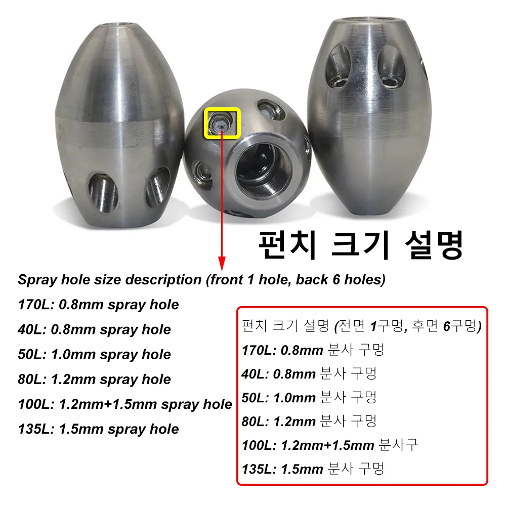 High pressure dredging nozzle 3/8 thread 7 spray holes, front 1 hole, rear 6 holes, sewer water mouse nozzle 40L/min 100Ba~00Bar