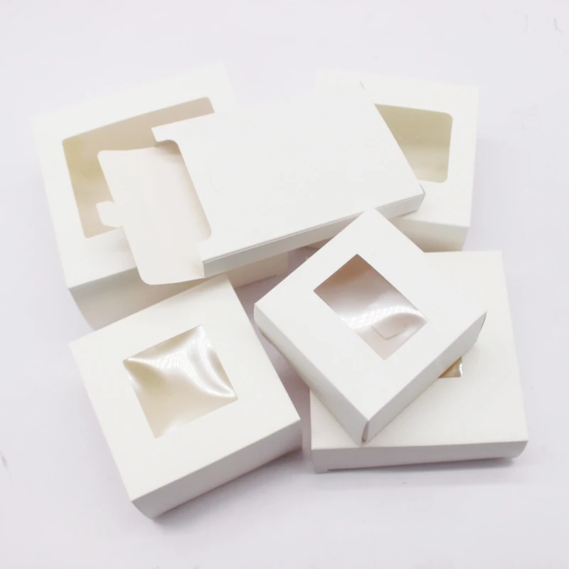 10pcs DIY GIfts package with window white/kraft christmas gifts box cake Packaging For Wedding home party muffin packaging box