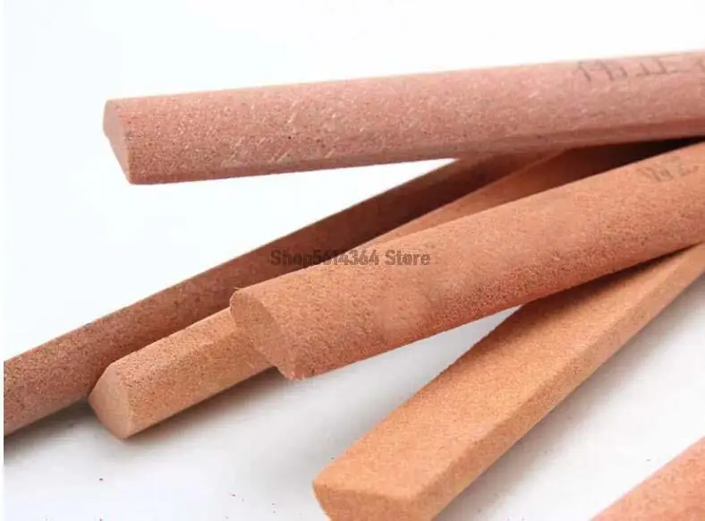 2pcs Professional White Corundum Tin Red Mold Polishing Half-round Oil Stone Bar