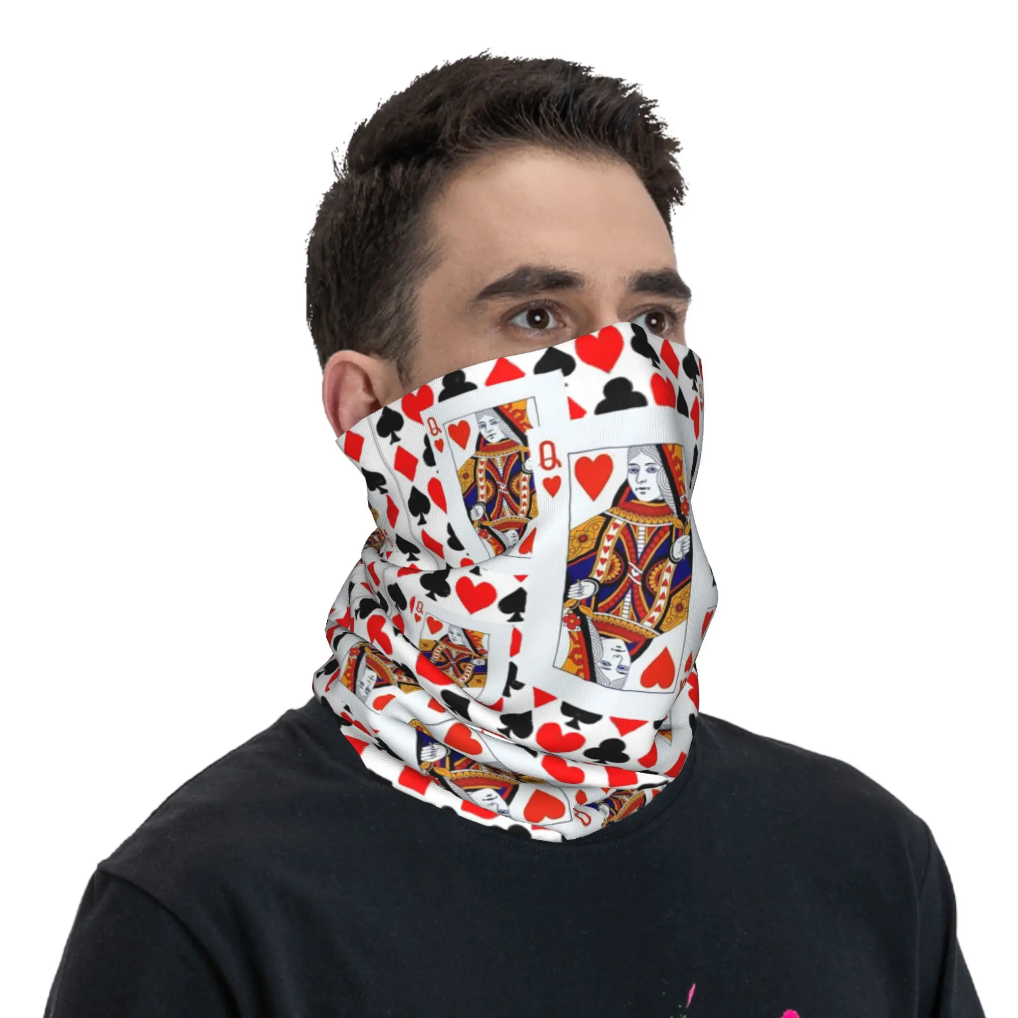 ملكة القلوب باندانا غطاء الرقبة المطبوعة التفاف قناع وشاح متعدد الاستخدام أغطية الرأس الجري للجنسين الكبار تنفس