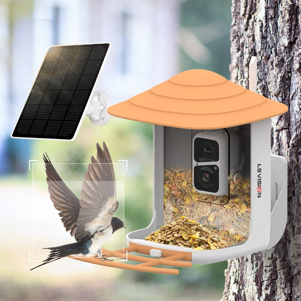 

Smart outdoor Bird Feeder Solar Charging Identify Bird Species Auto Capture Videos Bird Feeder with Camera