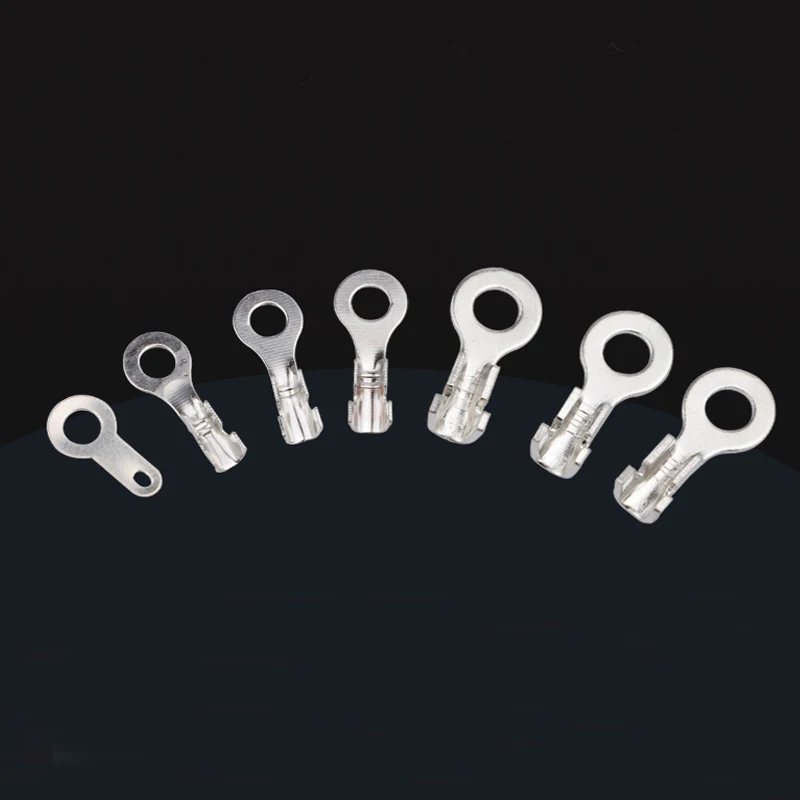 100pcs Ring Cable Lugs Crimp Terminals Gold Brass / Silver M3 M4 M5 M6 M8 M10 Toes Shoes For Electrical Screw Wire Connectors