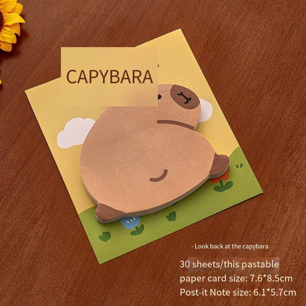 4 pcs Creative cartoon Capybara shaped Post-it note Student cute self-adhesive notepad Kapibala message note N times